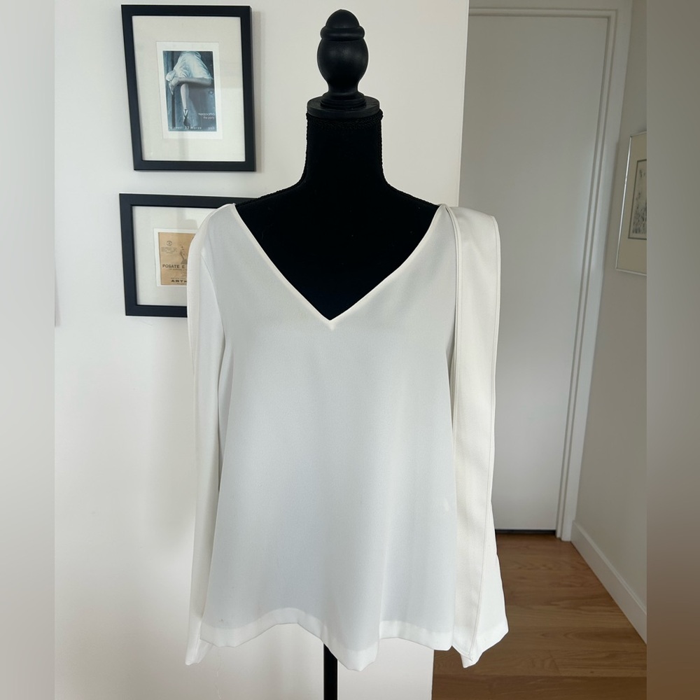 Club Monaco Cream V-Neck Blouse